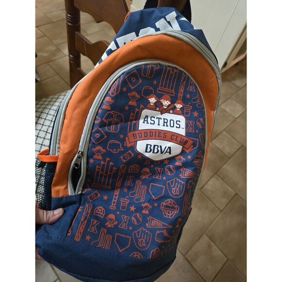 Houston Astros Buddies Club BBVA Backpack Kid's Orange/Blue Baseball Souvenir - Picture 1 of 4